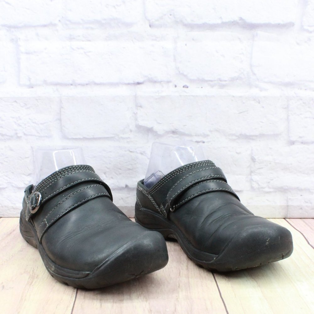 Keen Presidio II Black Leather Comfort  Slip on Clogs Mules Size 7 - Picture 3 of 9